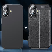 For iPhone 16 Litchi Texture Shockproof TPU Phone Case(Black)