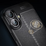 For iPhone 16 Litchi Texture Shockproof TPU Phone Case(Black)