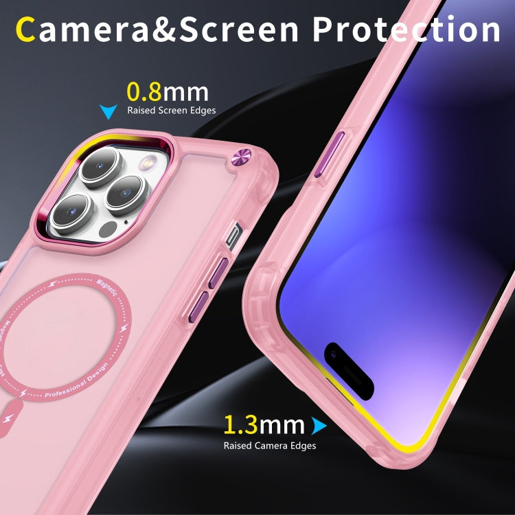 For iPhone 16 Pro Max Skin Feel TPU + PC MagSafe Magnetic Phone Case(Transparent Pink)