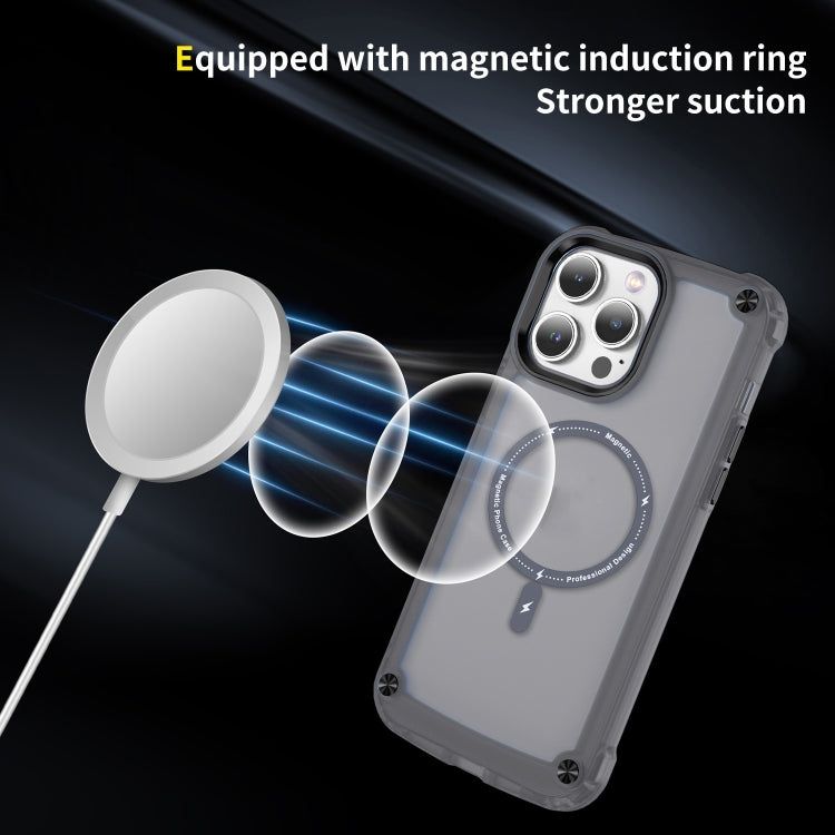 For iPhone 16 Pro Skin Feel TPU + PC MagSafe Magnetic Phone Case(Transparent Black)