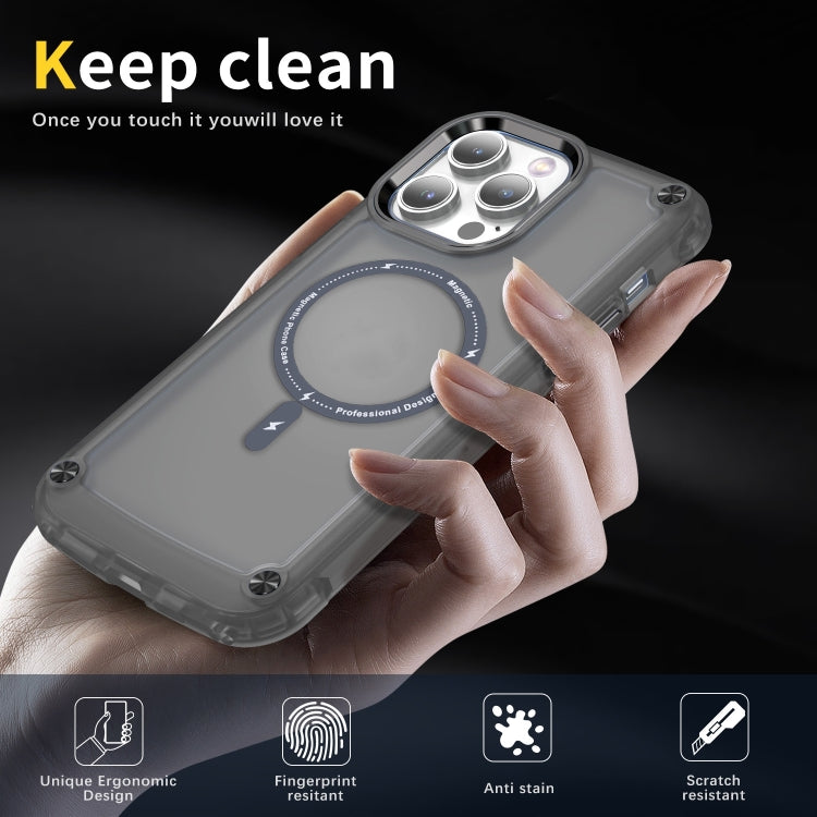 For iPhone 16 Pro Skin Feel TPU + PC MagSafe Magnetic Phone Case(Transparent Black)
