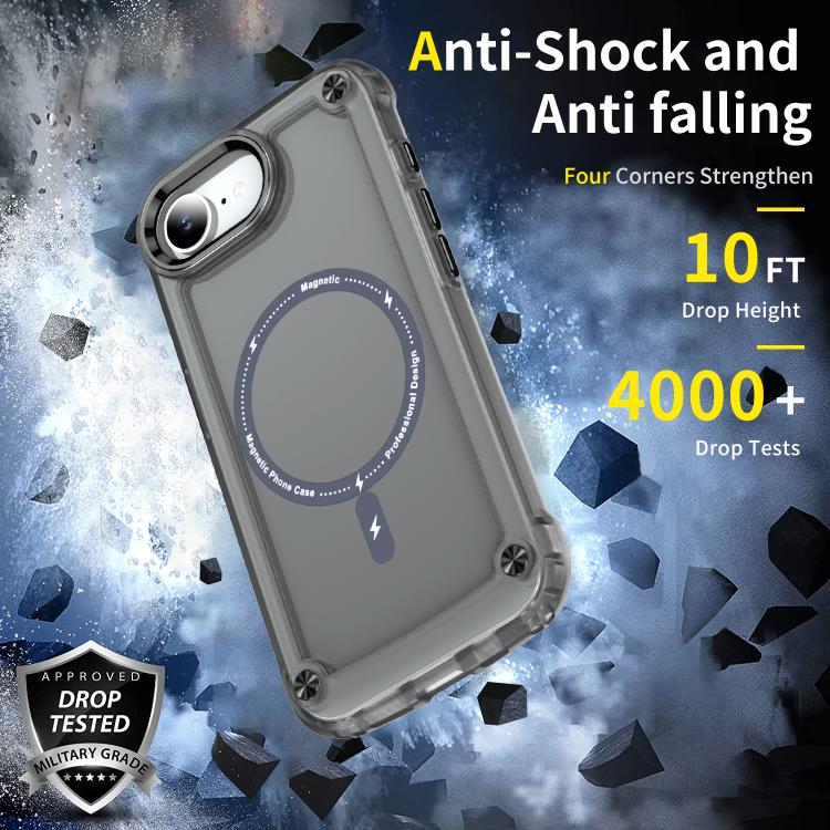 For iPhone 16e Skin Feel TPU + PC MagSafe Magnetic Phone Case(Transparent Black)