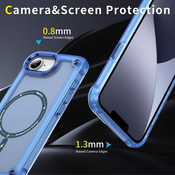 For iPhone 16e Skin Feel TPU + PC MagSafe Magnetic Phone Case(Transparent Blue)