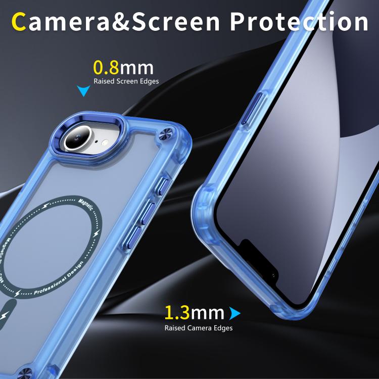 For iPhone 16e Skin Feel TPU + PC MagSafe Magnetic Phone Case(Transparent Blue)