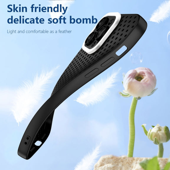 For iPhone 13 Pro Max Hollow Heat Dissipation TPU Phone Case(Black)