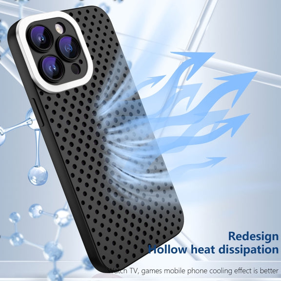 For iPhone 13 Pro Max Hollow Heat Dissipation TPU Phone Case(Black)
