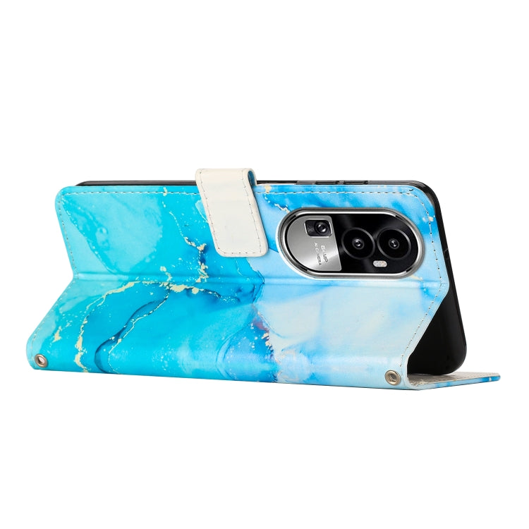 For OPPO Reno10 Pro+ Painted Marble Pattern Leather Phone Case(Blue Green)
