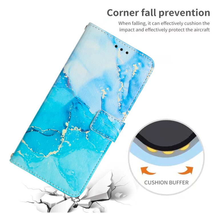 For OPPO Reno10 Pro+ Painted Marble Pattern Leather Phone Case(Blue Green)