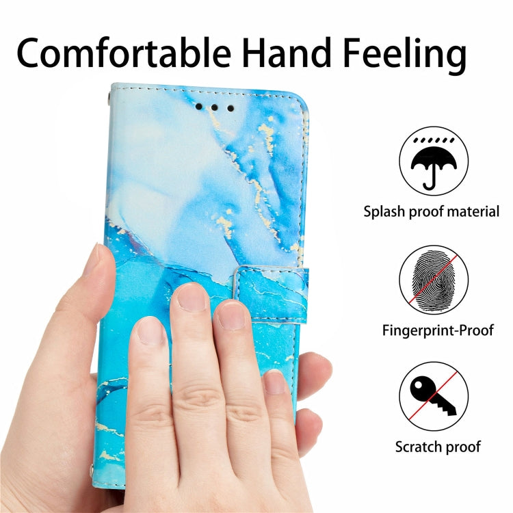 For Realme C53/Narzo N53 Painted Marble Pattern Leather Phone Case(Blue Green)