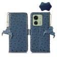 For Motorola Edge 40 Ostrich Pattern Genuine Leather RFID Phone Case(Blue) - free shipping - PMC TechLife - Order now!
