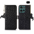 For Motorola Edge 50 Neo Ostrich Pattern Genuine Leather RFID Phone Case(Black) - Motorola Cases by PMC TechLife | Online Shopping South Africa | PMC TechLife | Buy Now Pay Later Mobicred
