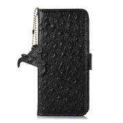 For Nokia XR21 Ostrich Pattern Genuine Leather RFID Phone Case(Black)