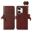 For OnePlus Nord 3 / Ace 2V Ostrich Pattern Genuine Leather RFID Phone Case(Coffee) - OnePlus Cases by PMC TechLife | Online Shopping South Africa | PMC TechLife | Buy Now Pay Later Mobicred