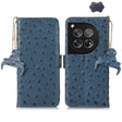 For OnePlus 12 Ostrich Pattern Genuine Leather RFID Phone Case(Blue) - OnePlus Cases by PMC TechLife | Online Shopping South Africa | PMC TechLife | Buy Now Pay Later Mobicred