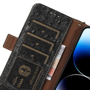 For OnePlus 12 Ostrich Pattern Genuine Leather RFID Phone Case(Black)