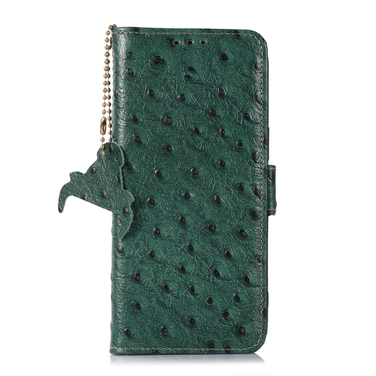 For OnePlus 12 Ostrich Pattern Genuine Leather RFID Phone Case(Green)