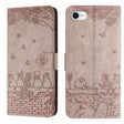 For iPhone 16e Cat Embossing Pattern Leather Phone Case with Lanyard(Grey) - iPhone 16e Cases by PMC TechLife | Online Shopping South Africa | PMC TechLife | Buy Now Pay Later Mobicred
