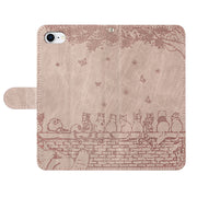 For iPhone 16e Cat Embossing Pattern Leather Phone Case with Lanyard(Grey)