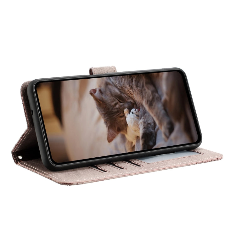 For iPhone 16 Pro Cat Embossing Pattern Leather Phone Case with Lanyard(Grey)