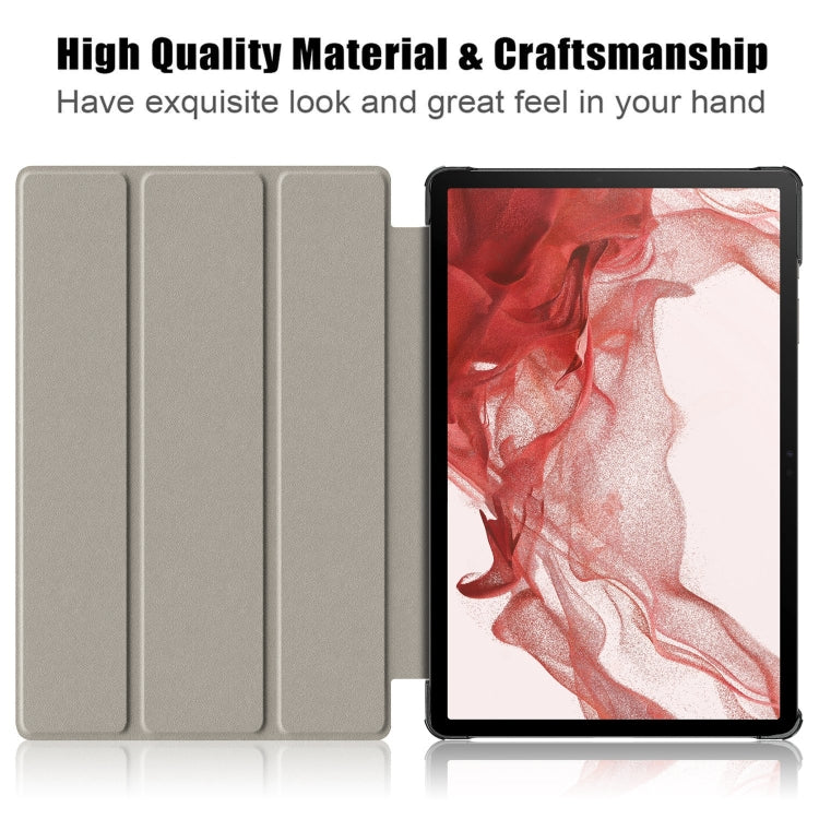 For Samsung Galaxy Tab S9+ Custer Painted 3-Fold Holder Smart Leather Tablet Case(Dream Deer)