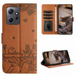 For Xiaomi Redmi Note 12 4G Global Cat Embossing Pattern Leather Phone Case with Lanyard(Brown) - Xiaomi Cases by PMC TechLife | Online Shopping South Africa | PMC TechLife | Buy Now Pay Later Mobicred