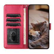 For Xiaomi Poco F5 Pro Cat Embossing Pattern Leather Phone Case with Lanyard(Red)