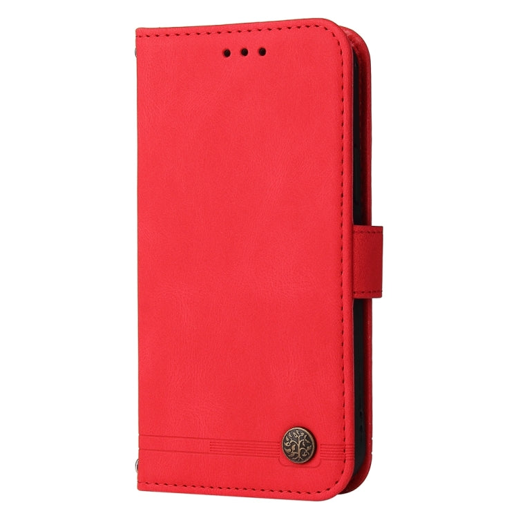 For iPhone 16e Skin Feel Life Tree Leather Phone Case(Red)