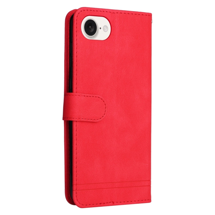 For iPhone 16e Skin Feel Life Tree Leather Phone Case(Red)