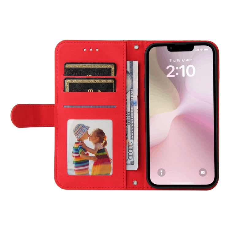 For iPhone 16e Skin Feel Life Tree Leather Phone Case(Red)