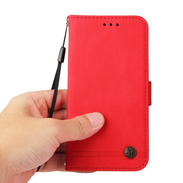 For iPhone 16e Skin Feel Life Tree Leather Phone Case(Red)