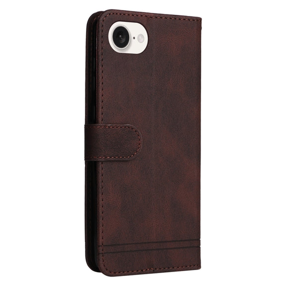 For iPhone 16e Skin Feel Life Tree Leather Phone Case(Brown)