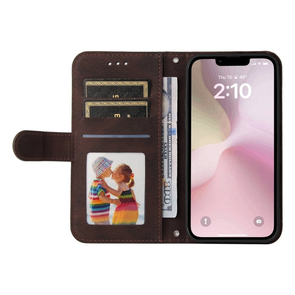 For iPhone 16e Skin Feel Life Tree Leather Phone Case(Brown)