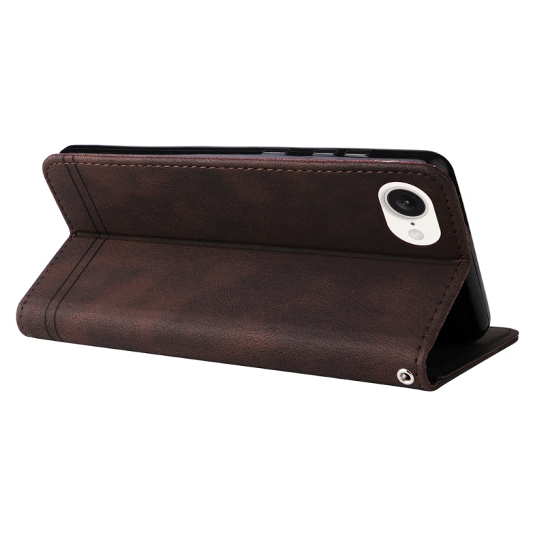 For iPhone 16e Skin Feel Life Tree Leather Phone Case(Brown)