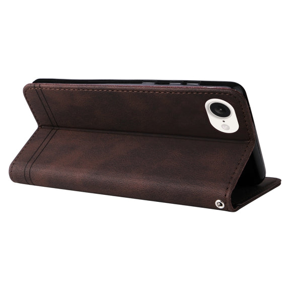 For iPhone 16e Skin Feel Life Tree Leather Phone Case(Brown)