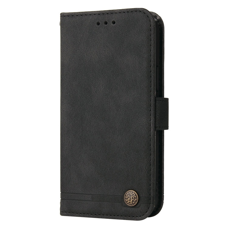 For iPhone 16e Skin Feel Life Tree Leather Phone Case(Black)