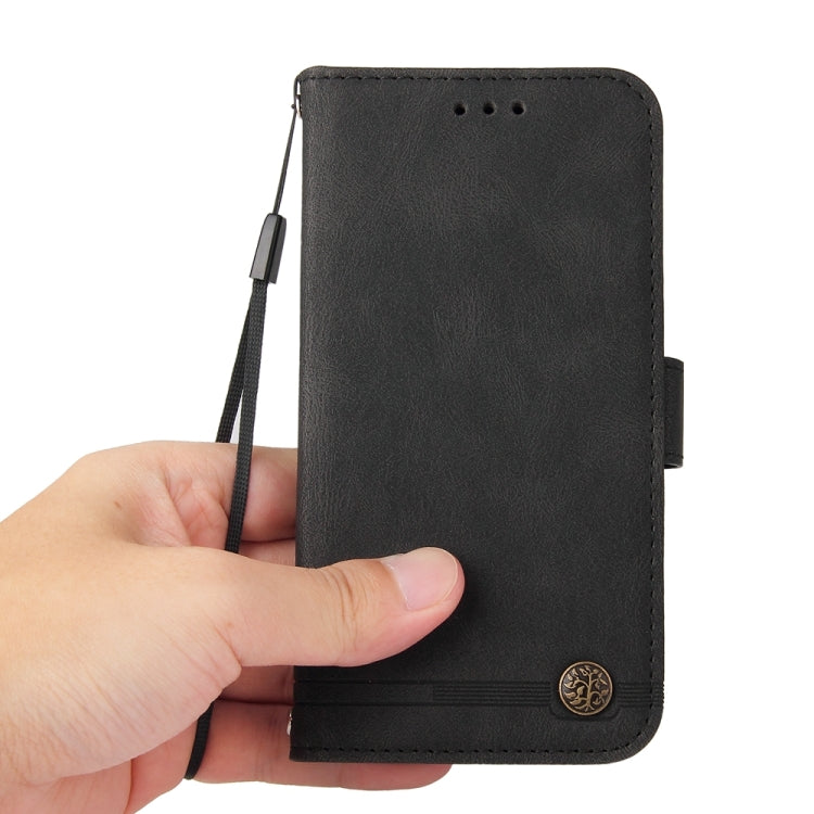 For iPhone 16e Skin Feel Life Tree Leather Phone Case(Black)