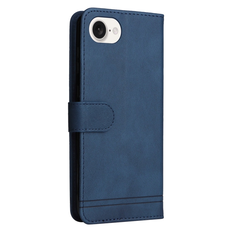 For iPhone 16e Skin Feel Life Tree Leather Phone Case(Blue)
