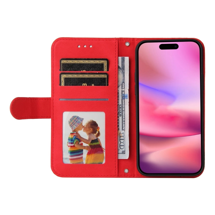 For iPhone 16 Skin Feel Life Tree Leather Phone Case(Red)