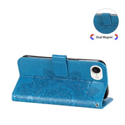 For iPhone 16e Seven-petal Flowers Embossing Leather Phone Case(Blue)