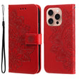For iPhone 16 Pro 7-petal Flowers Embossing Leather Phone Case(Red) - iPhone 16 Pro Cases by PMC TechLife | Online Shopping South Africa | PMC TechLife | Buy Now Pay Later Mobicred
