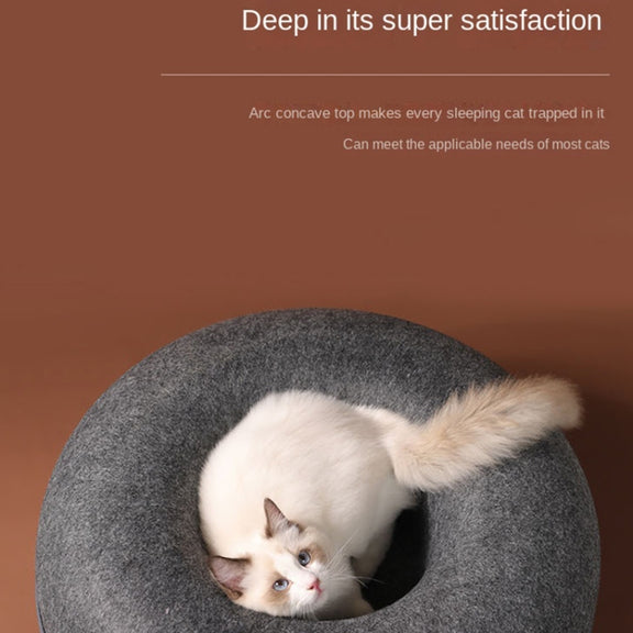 Round Wool Felt Cat Litter Tunnel Cat Litter, Size:60x60x27cm(Light Grey)