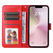 For iPhone 16e Embossed Sunflower Leather Phone Case(Red)