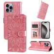 For iPhone 16 Pro Max Embossed Sunflower Leather Phone Case(Pink) - iPhone 16 Pro Max Cases by PMC TechLife | Online Shopping South Africa | PMC TechLife | Buy Now Pay Later Mobicred