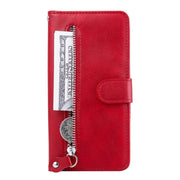 For iPhone 16e Fashion Calf Texture Zipper Leather Phone Case(Red)