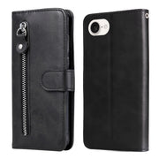 For iPhone 16e Fashion Calf Texture Zipper Leather Phone Case(Black)