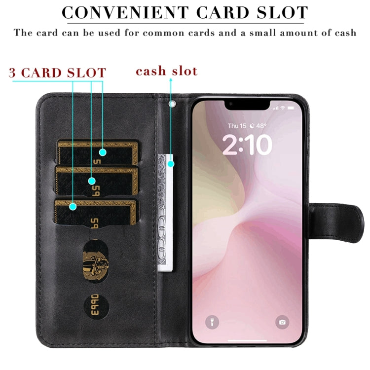 For iPhone 16e Fashion Calf Texture Zipper Leather Phone Case(Black)