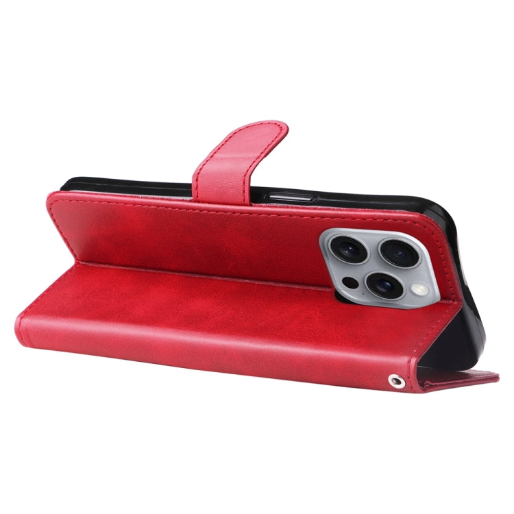 For iPhone 16 Pro Max Fashion Calf Texture Zipper Leather Phone Case(Red)