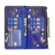 For iPhone 16 Pro Max Colored Drawing Pattern Zipper Phone Leather Case(Purple Butterfly)
