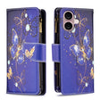 For iPhone 16 Colored Drawing Pattern Zipper Phone Leather Case(Purple Butterfly) - free shipping - PMC TechLife - Order now!