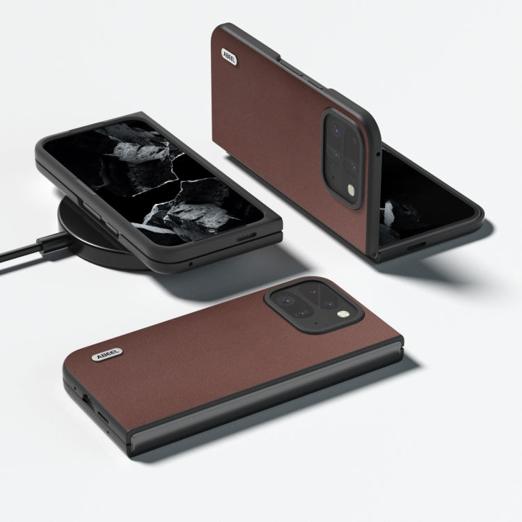 For Google Pixel 9 Pro Fold ABEEL Genuine Leather Xiaoya Series Phone Case(Coffee)